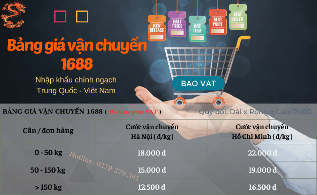 Bảng giá vận chuyển 1688